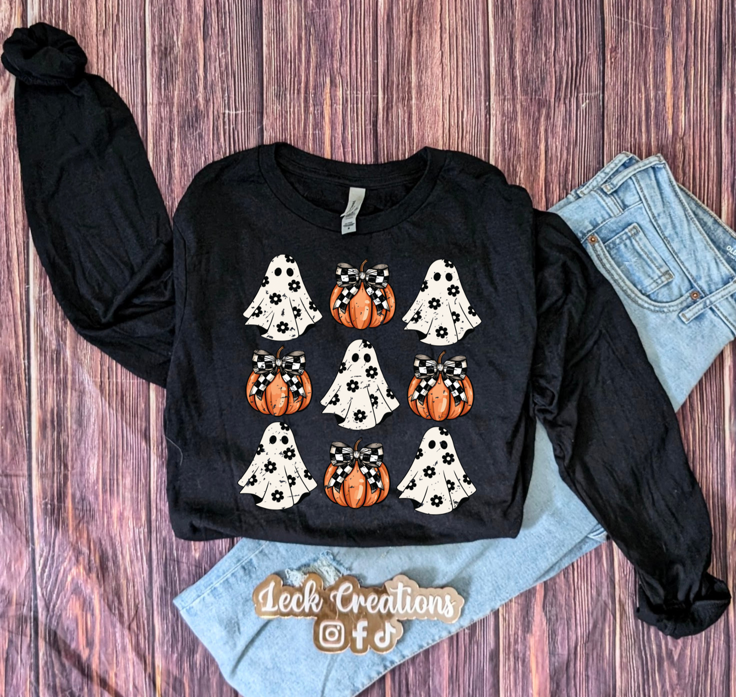 Pumpkin Ghost Bow Bella Long Sleeve 3501
