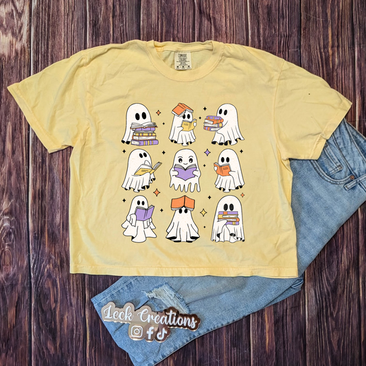 Ghost Book Comfort Colors Unisex Boxy Cropped T Shirt