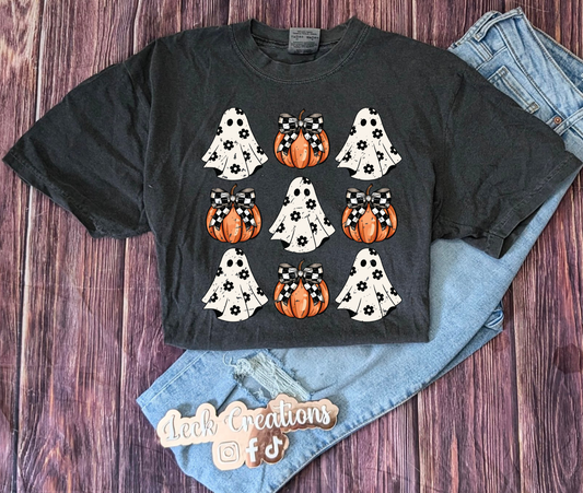 Ghost Pumpkin Bow Comfort Colors Unisex T Shirt