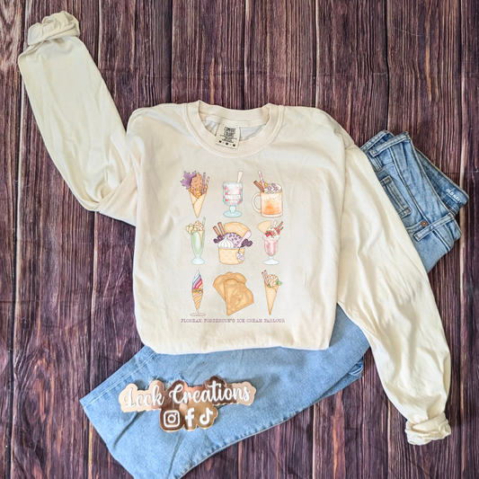 Florean Fortescue's Ice Cream Comfort Colors Unisex Long Sleeve (no pocket)