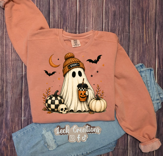 Spooky Ghost Halloween Comfort Colors Crewneck
