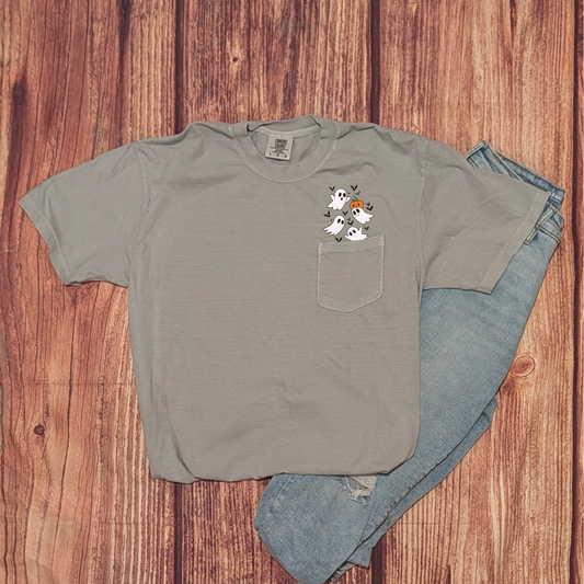 Ghost Pocket Comfort Colors Unisex Pocket T Shirt