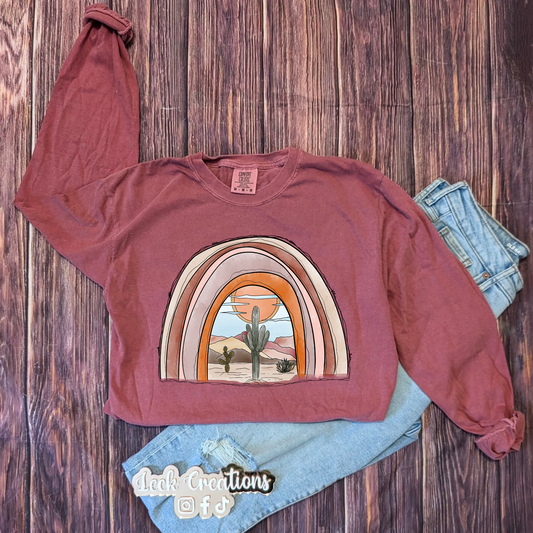 Arizona Cactus Rainbow Comfort Colors Unisex Long Sleeve (no pocket)