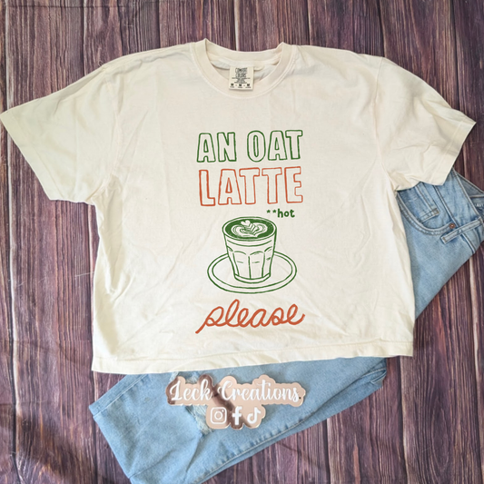 Oat Latte Please Comfort Colors Unisex Boxy Cropped T Shirt