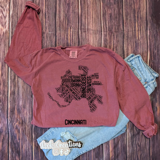 Cincinnati Breweries Comfort Colors Unisex Long Sleeve (no pocket)