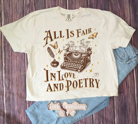 Love and Poetry Comfort Colors Unisex Boxy Cropped T Shirt