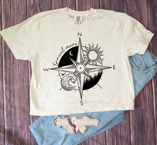 Travel More Comfort Colors Unisex Boxy Cropped T Shirt