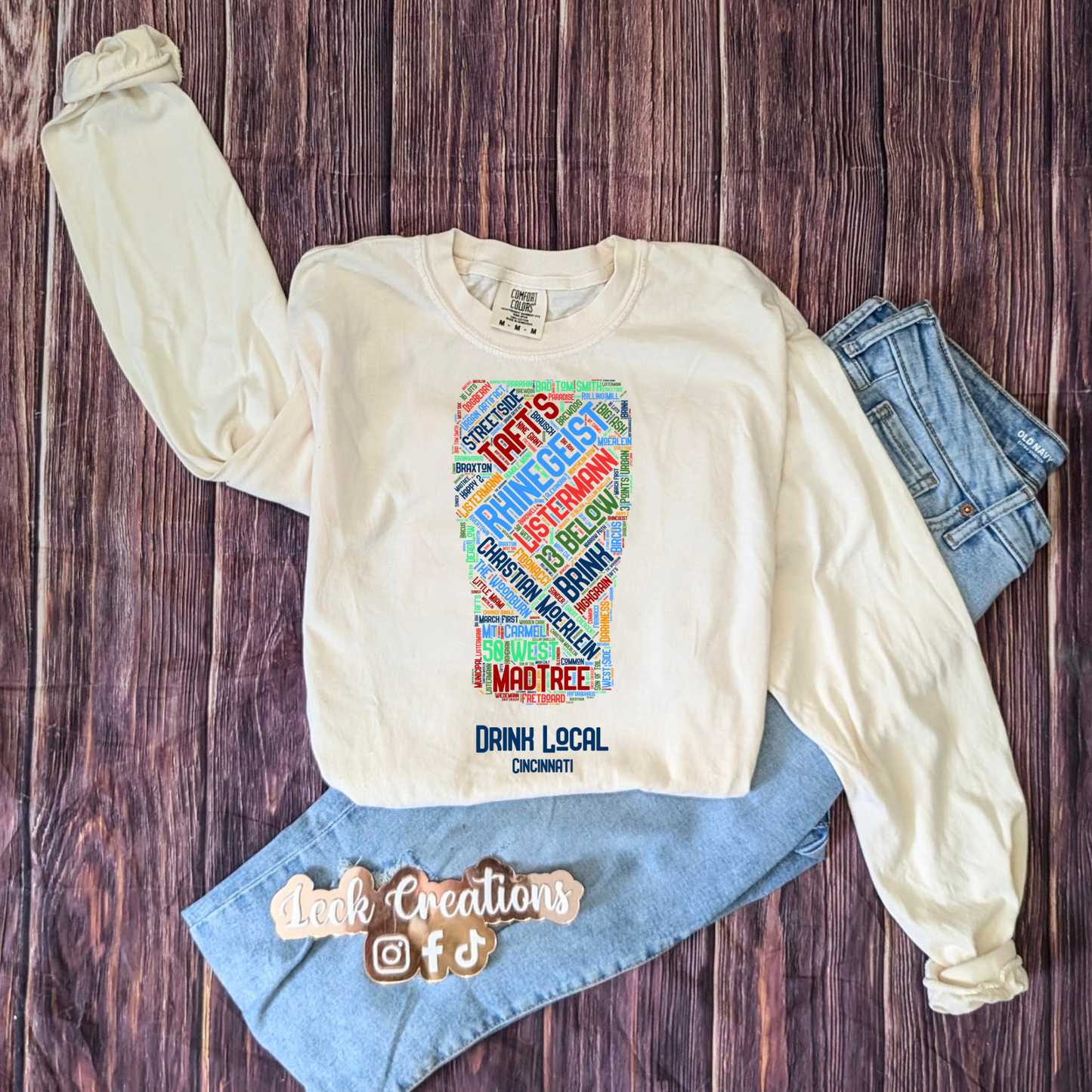Cincinnati Breweries Drink Local Comfort Colors Unisex Long Sleeve (no pocket)