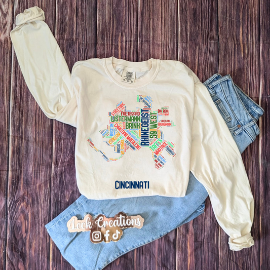 Cincinnati Breweries Comfort Colors Unisex Long Sleeve (no pocket)