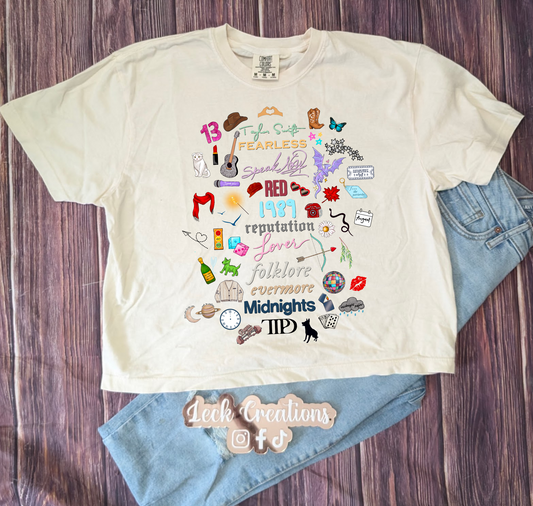 Swift Albums Clipart Comfort Colors Unisex Boxy Cropped T Shirt