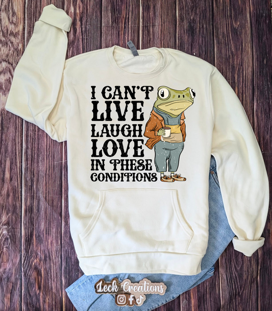 Can't Laugh in These Conditions Next Level Crewneck WITH Pocket