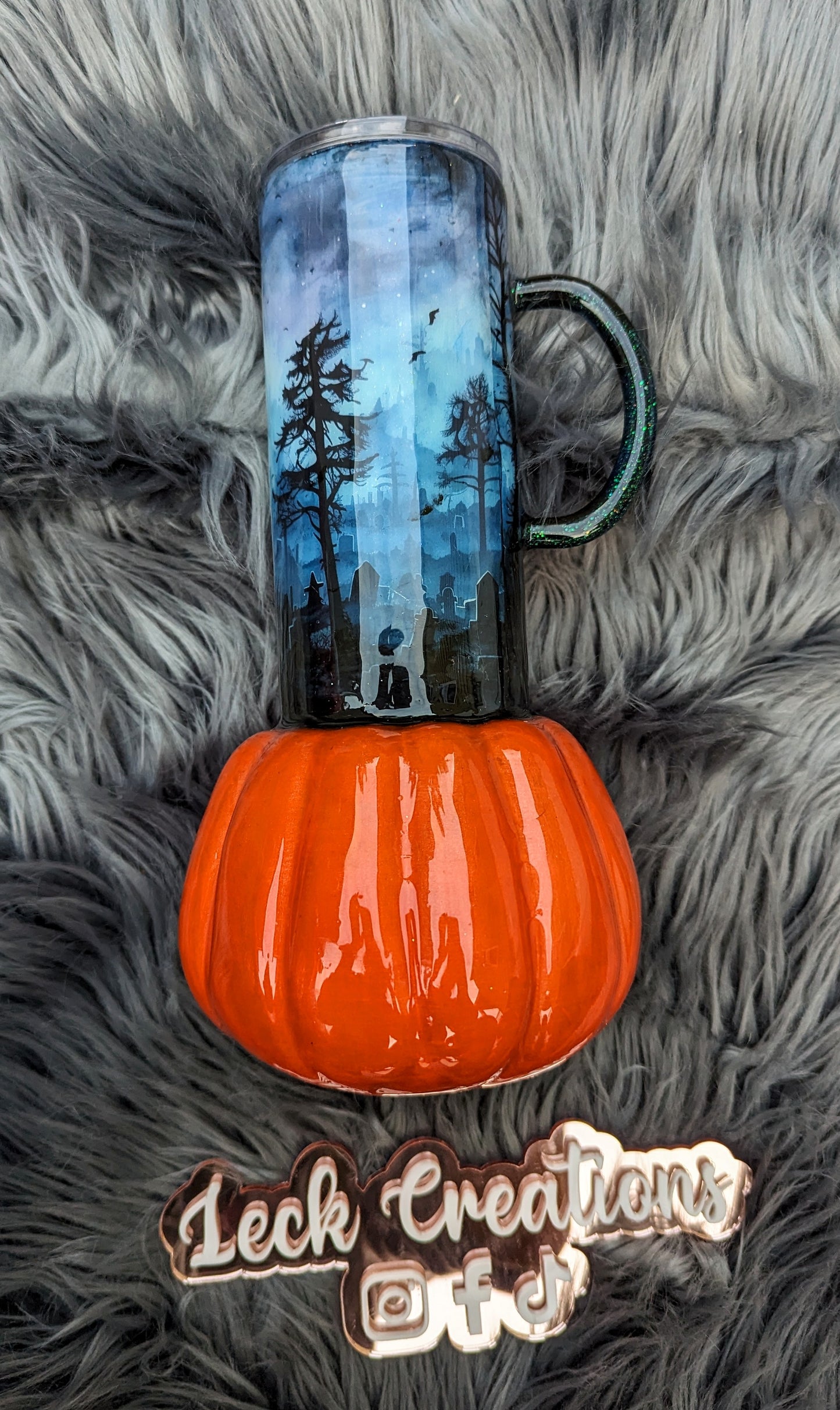 RTS 32oz w Handle Spooky Pumpkin 3D Tumbler