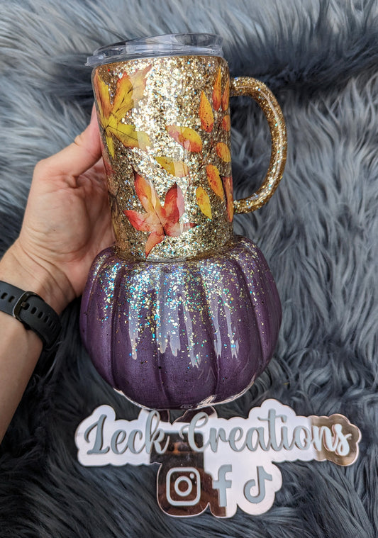 RTS 24oz w Handle Fall Pumpkin 3D Tumbler