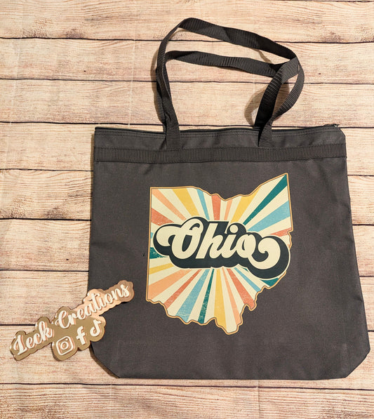 Retro Ohio Zipper Tote Bag