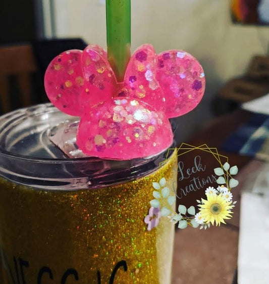 Mouse with Bow Straw Topper