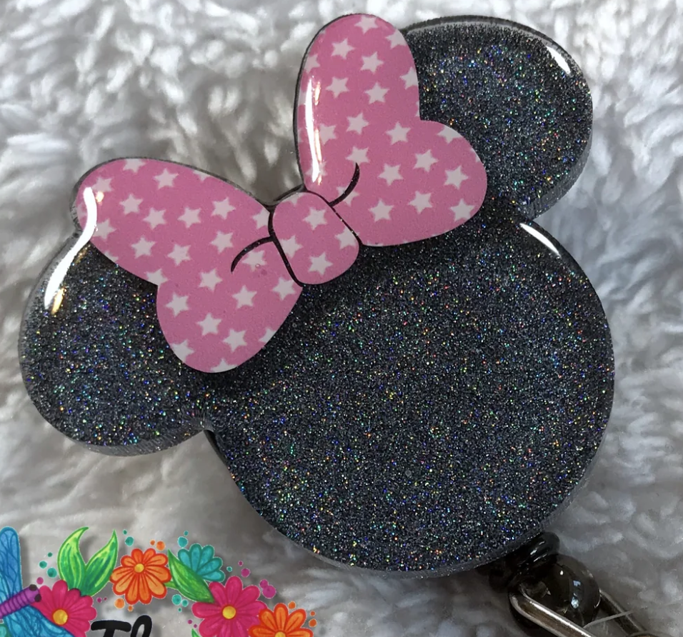 Mouse with Bow Badge Reel ATTACHMENT ONLY