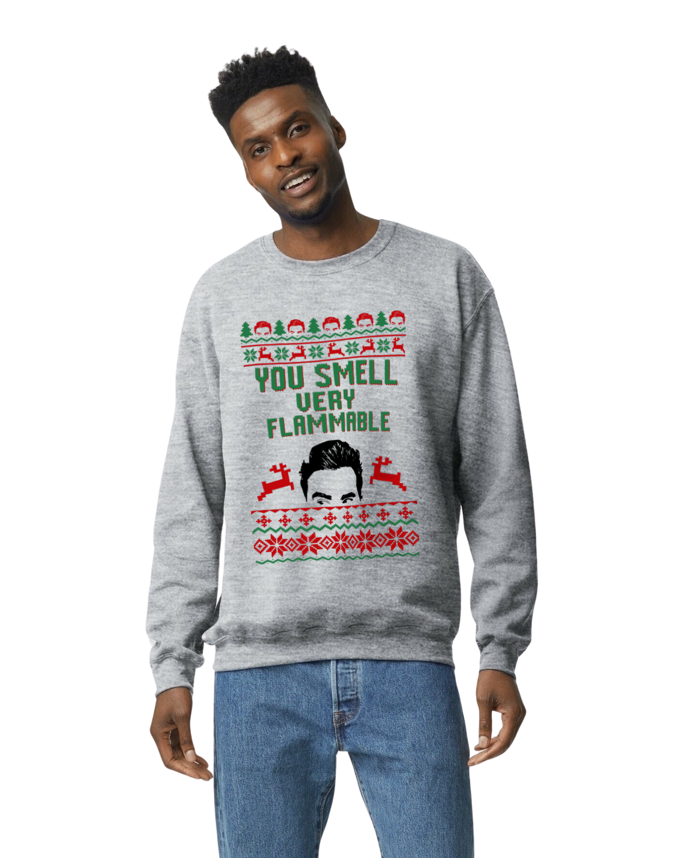 Smell Flammable Funny Holiday Gildan Unisex Crewneck