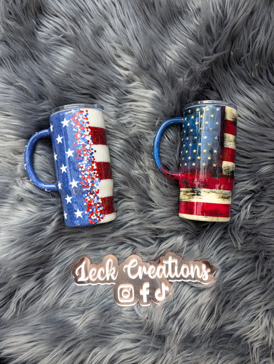 Glitter or Distressed American Flag Tumbler