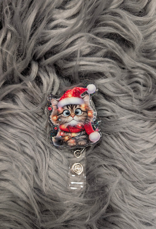 Christmas Cat Badge Reel ATTACHMENT ONLY
