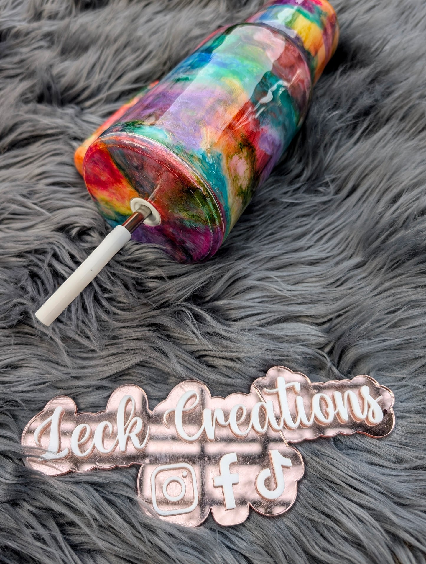 RTS 40oz Woodgrain Rainbow Swirl Tumbler