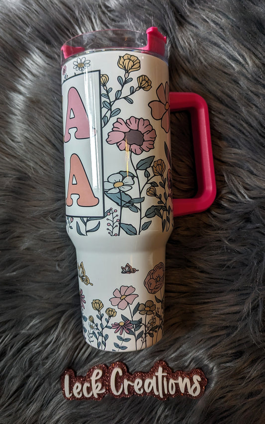 Floral MAMA Sublimation 40oz Tumbler