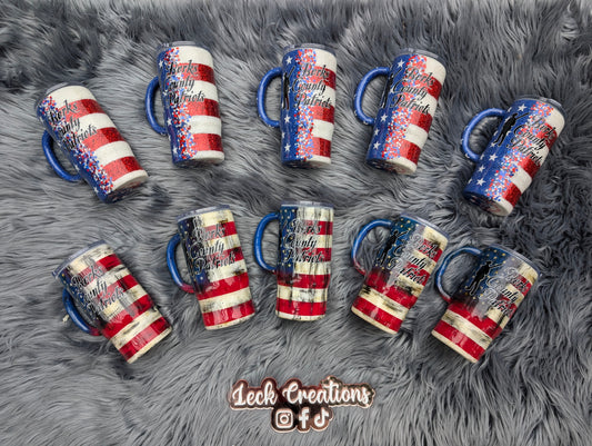 Glitter or Distressed American Flag Tumbler