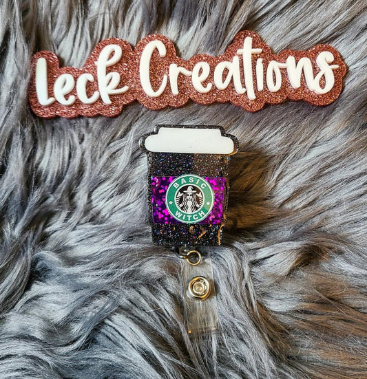 Coffee Cup Basic Witch Badge Reel ATTACHMENT ONLY