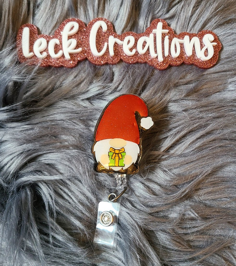 Gnome Present Christmas Badge Reel ATTACHMENT ONLY