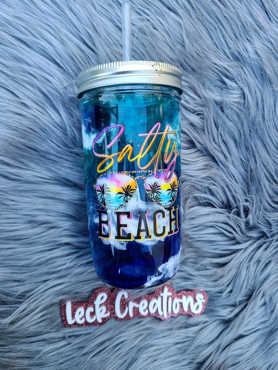 RTS 16oz Salty Beach Glass Mason Jar