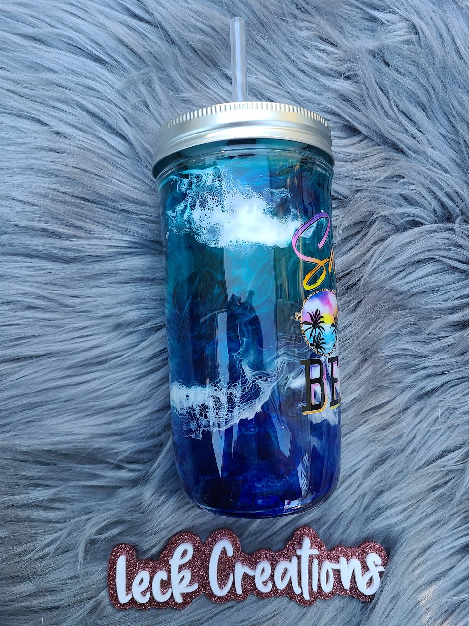 RTS 16oz Salty Beach Glass Mason Jar