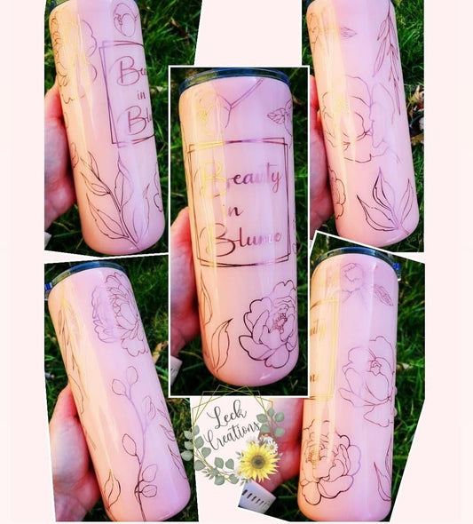 Custom Flower Outline Tumbler