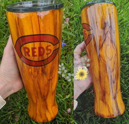 Baseball Bat Woodgrain With Logo Tumbler