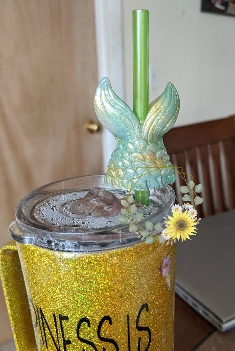 3D Mermaid Tail Straw Topper