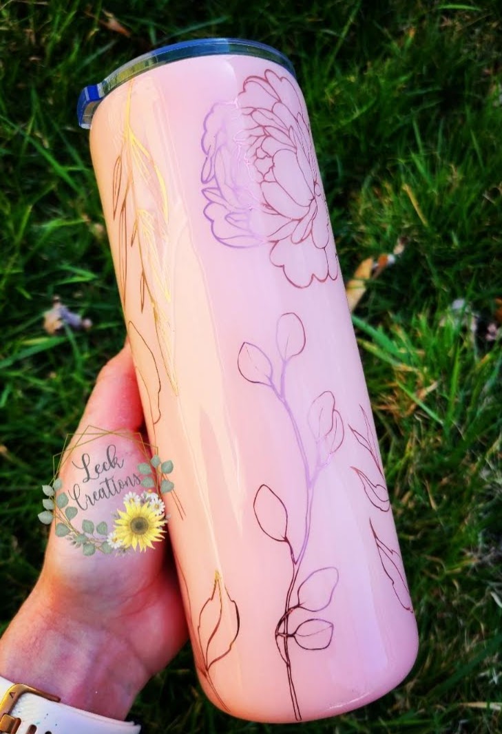 Custom Flower Outline Tumbler