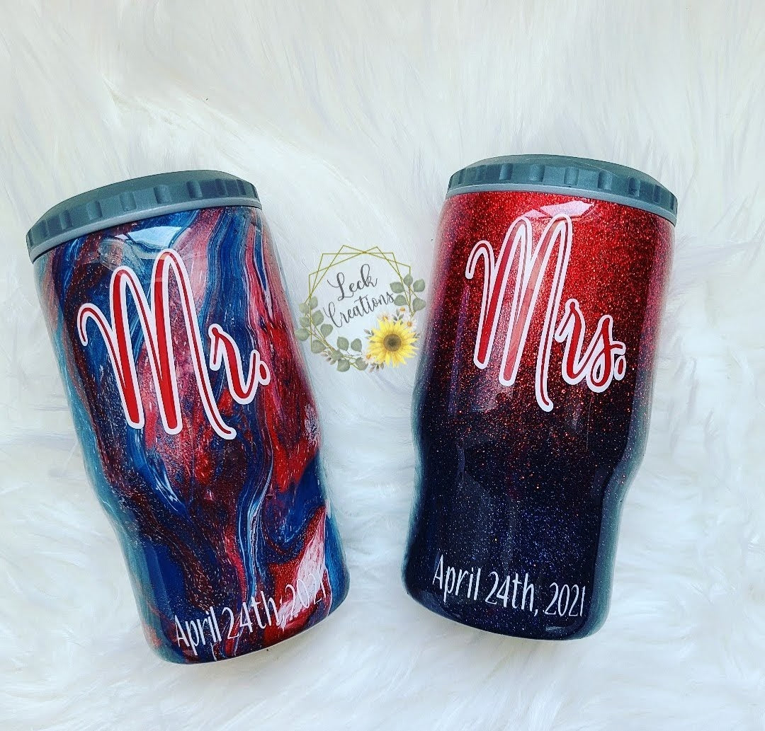 Mr. and Mrs. Sports themed Tumbler