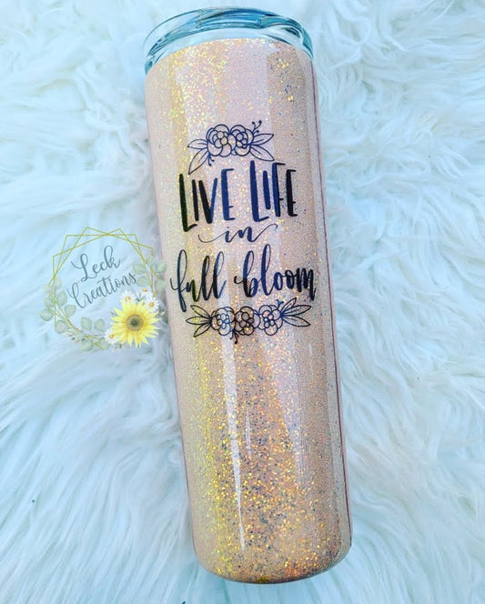 RTS 20oz Skinny Live Life Full Bloom Split Floral Tumbler