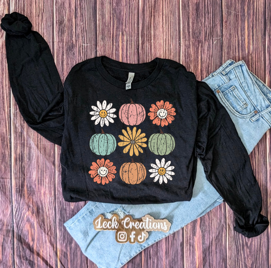 Pumpkin Flower Fall Bella Long Sleeve 3501