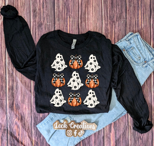 Pumpkin Ghost Bow Bella Long Sleeve 3501