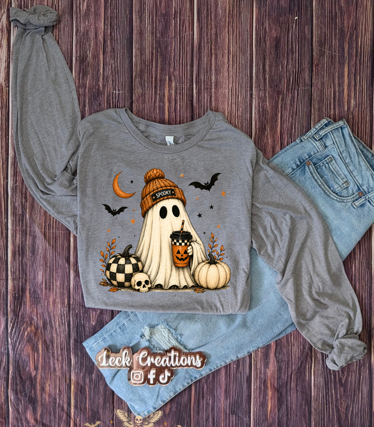 Spooky Ghost Halloween Bella Long Sleeve 3501