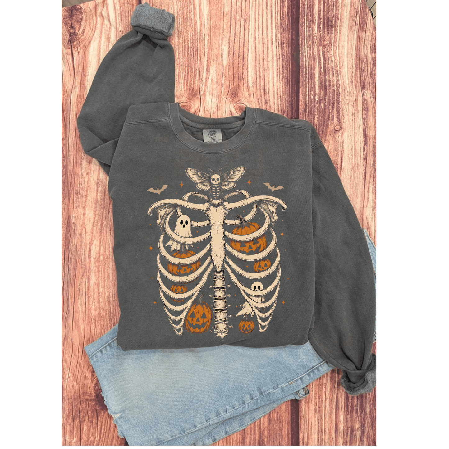 Skeleton Pumpkin Halloween Comfort Colors Crewneck
