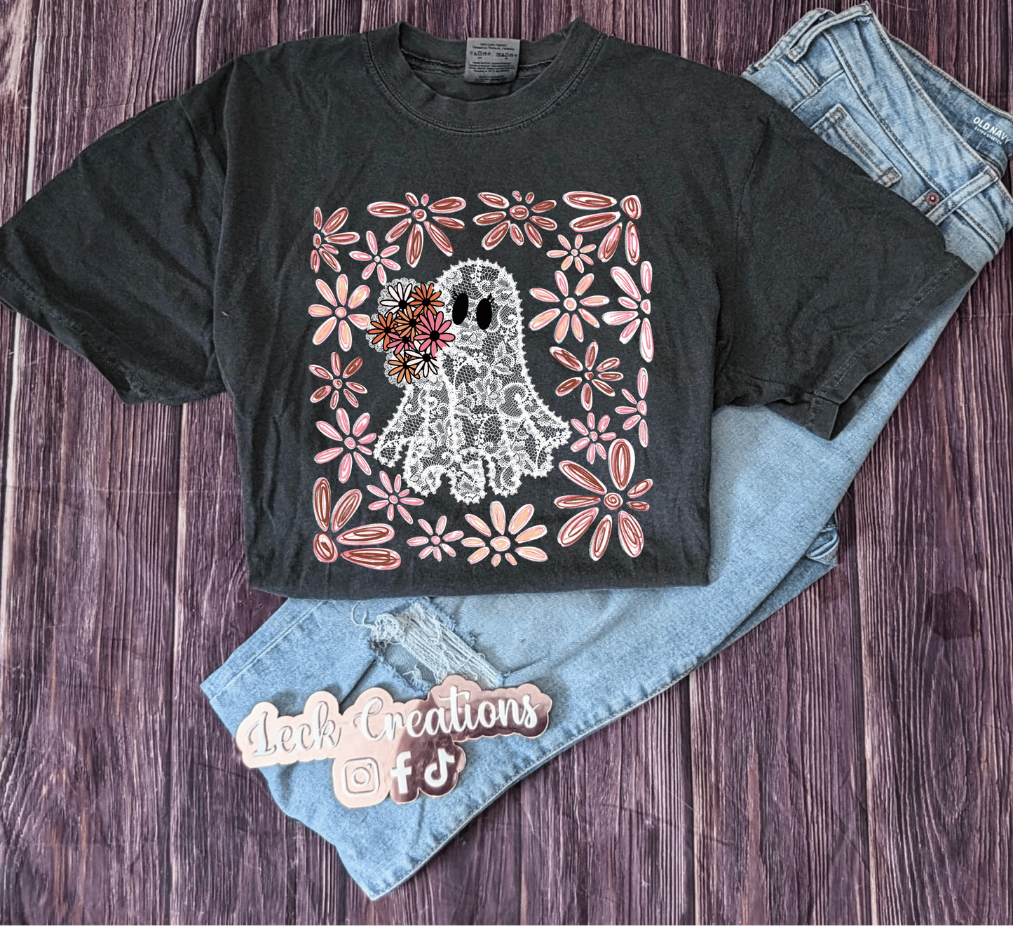Lace Floral Ghost Comfort Colors Unisex T Shirt
