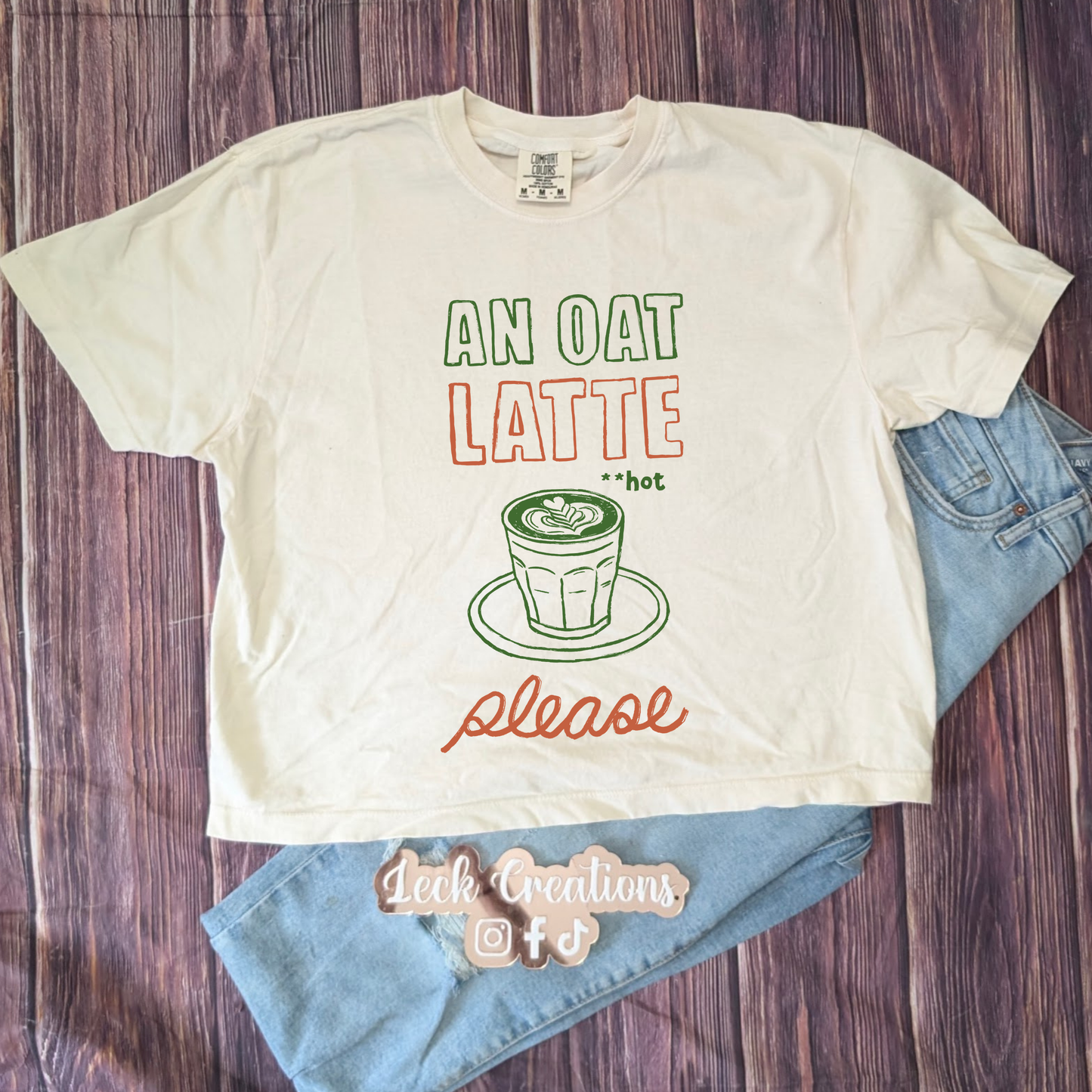 Oat Latte Please Comfort Colors Unisex Boxy Cropped T Shirt