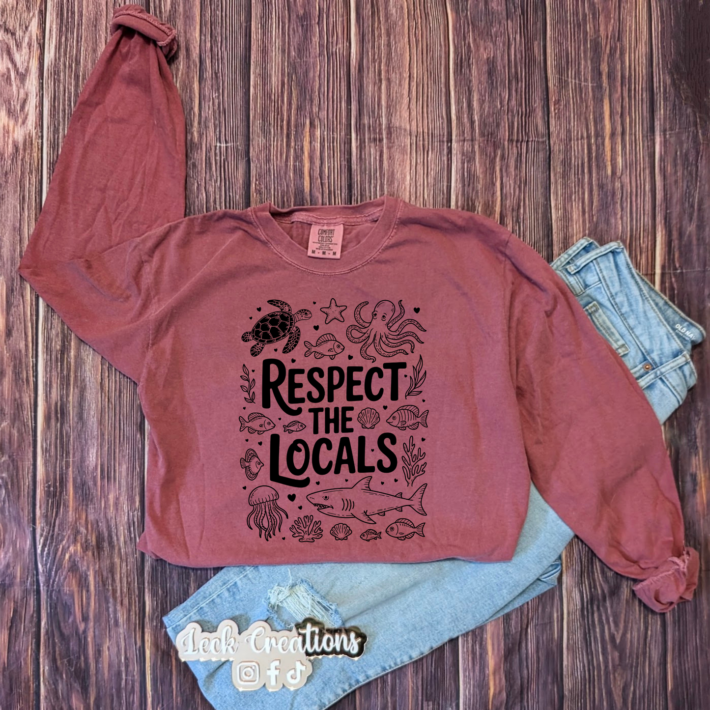 Respect the Locals Ocean Comfort Colors Unisex Long Sleeve (no pocket)