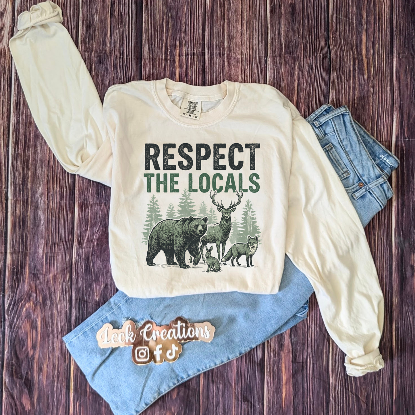 Respect the Locals Forest Comfort Colors Unisex Long Sleeve (no pocket)