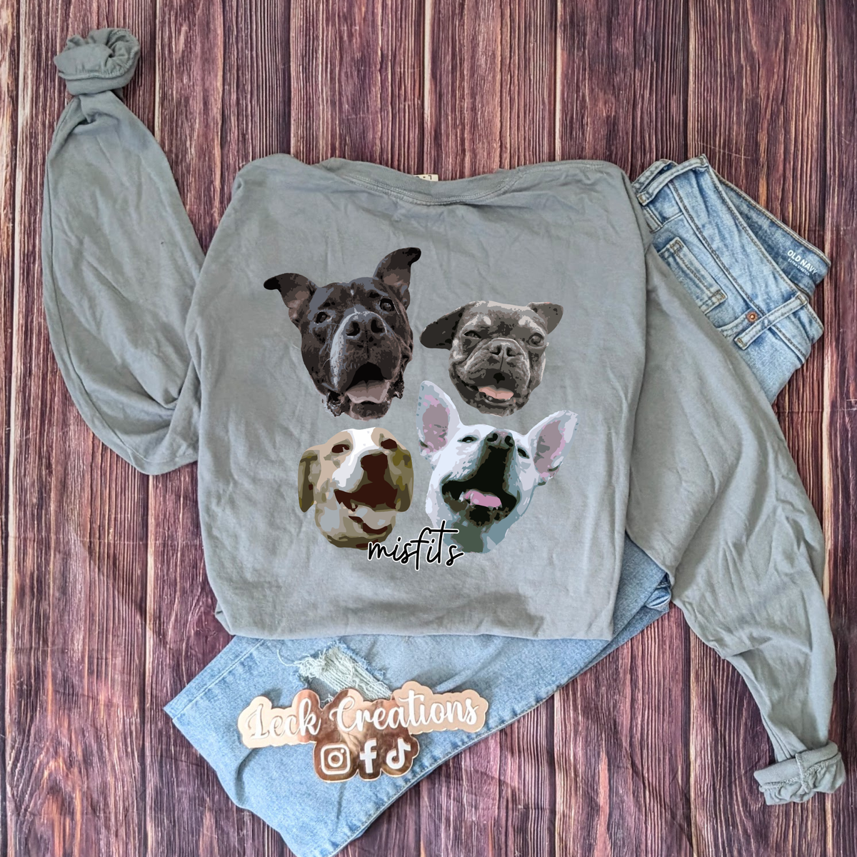 Custom Vector Dog Image Pocket Comfort Colors Long Sleeve