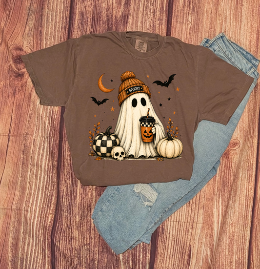Spooky Ghost Coffee Comfort Colors Unisex T Shirt