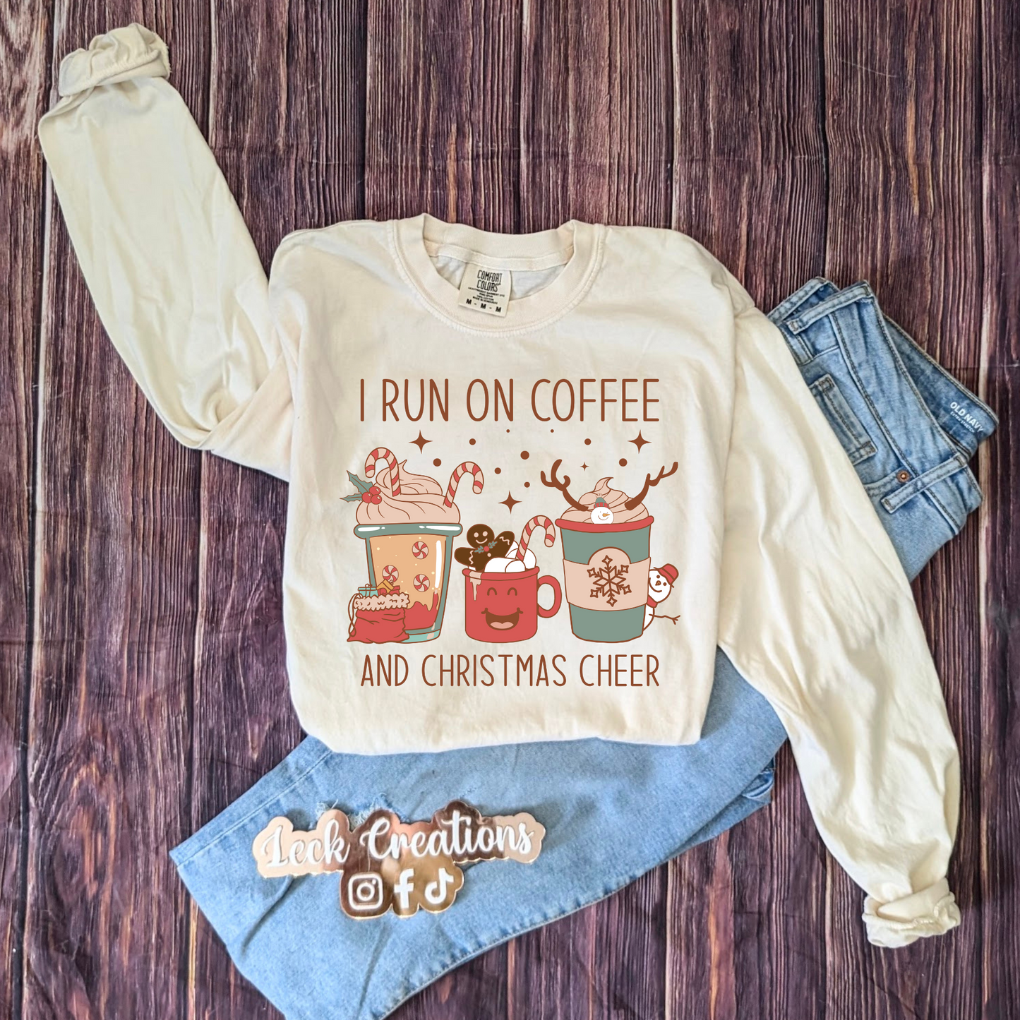 Coffee and Christmas Cheer Comfort Colors Unisex Long Sleeve (no pocket)