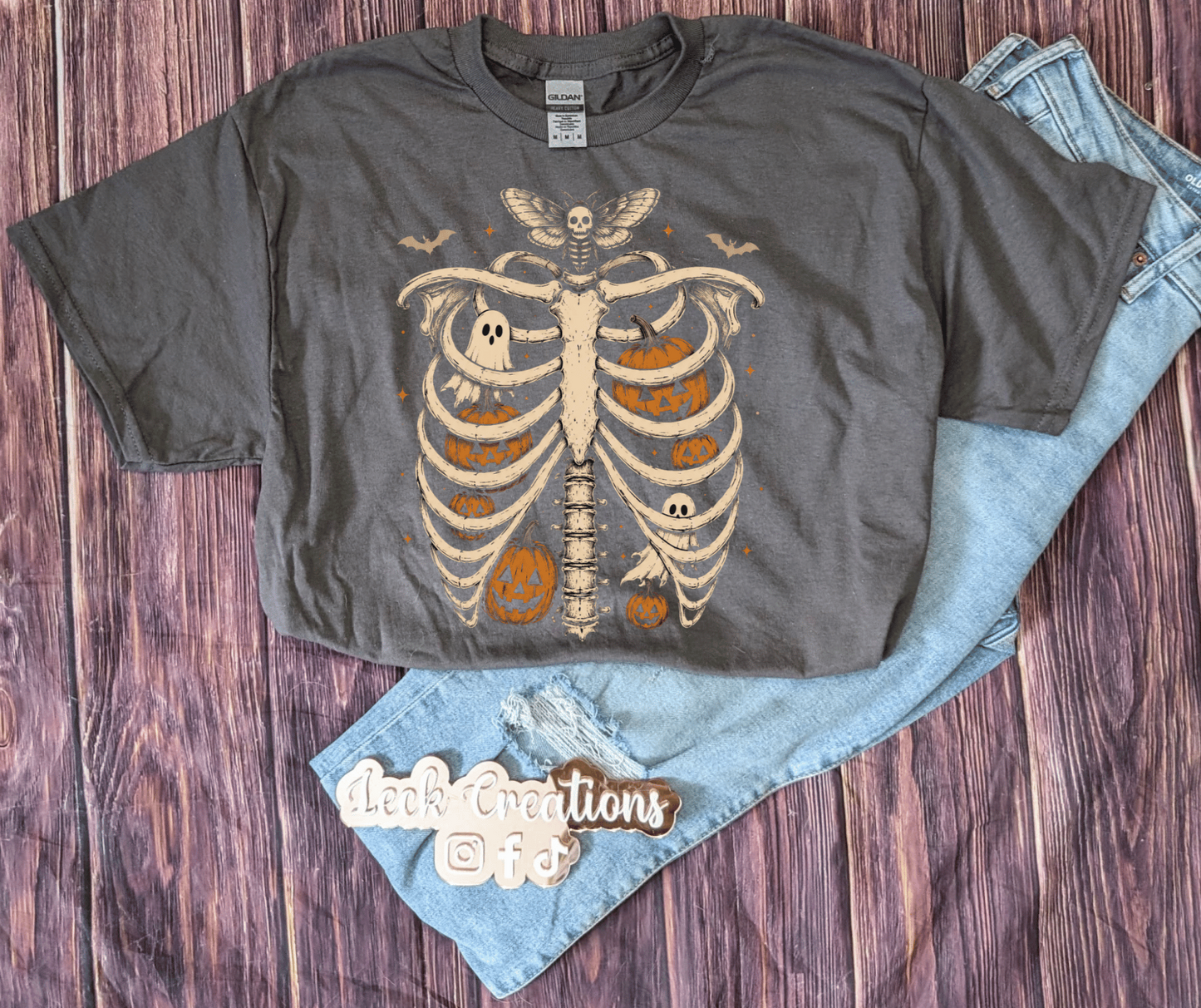 Skeleton Pumpkin Halloween Unisex Gildan G500 Cotton T-Shirt