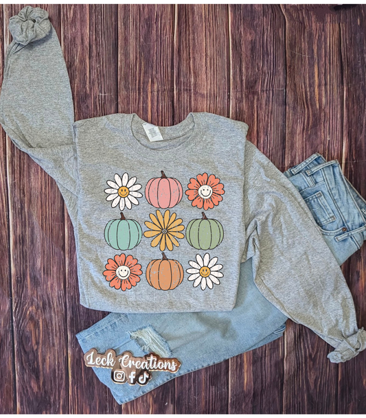 Pumpkin Flower Fall Gildan Long Sleeve 5400