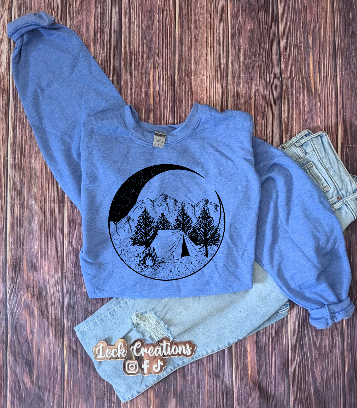 Camping Outdoors Gildan Unisex Crewneck